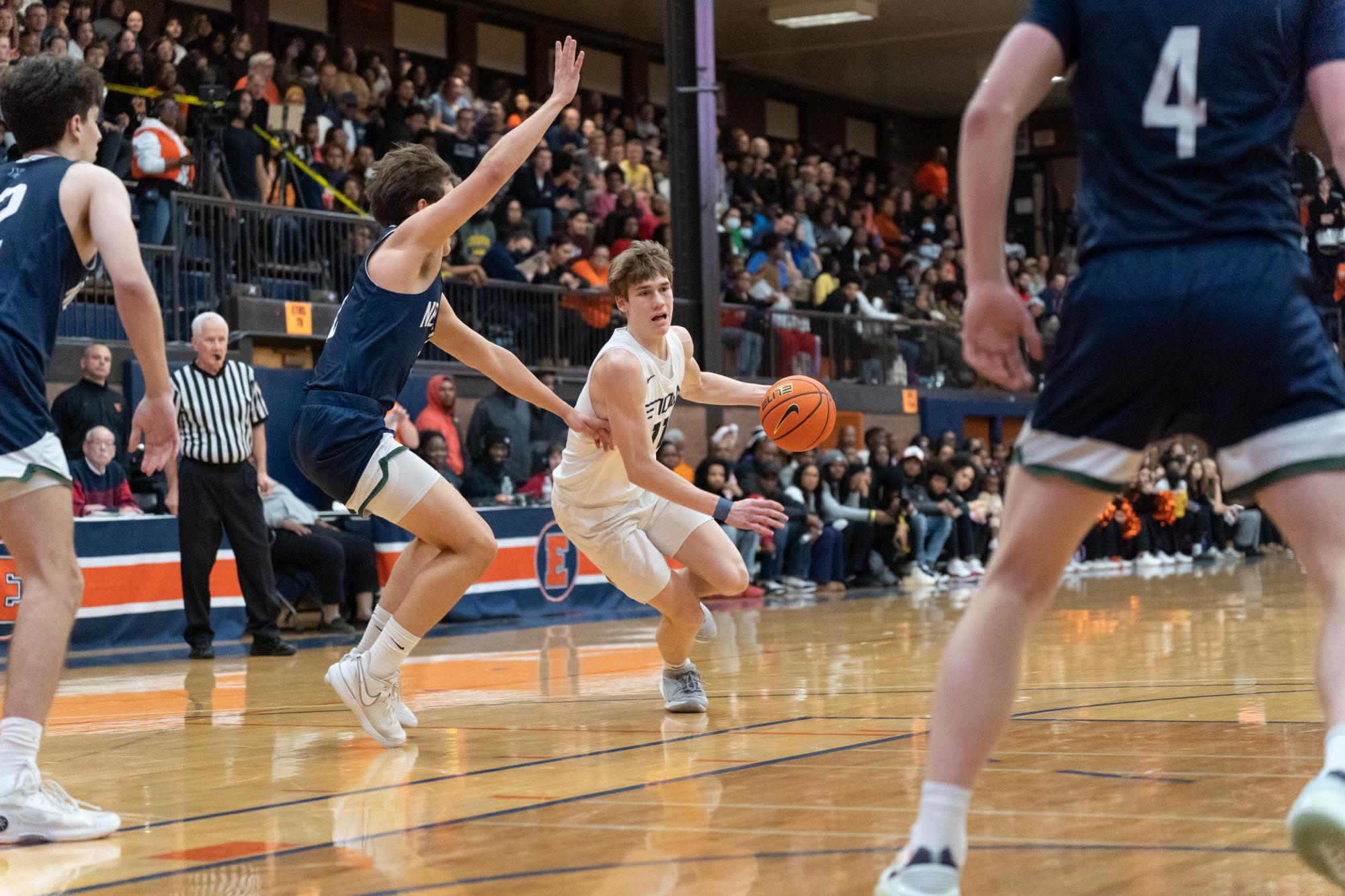 Senior Theo Rocca drives down the lane.